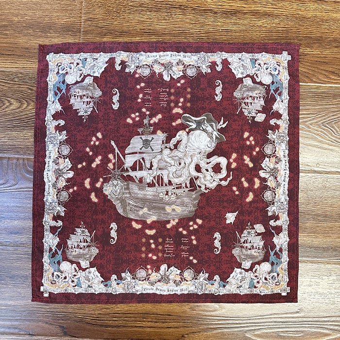 Kopftuch Blau Weiß / Rot Creme