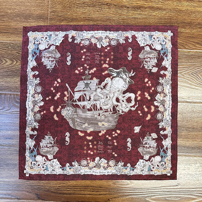 Kopftuch Blau Weiß / Rot Creme