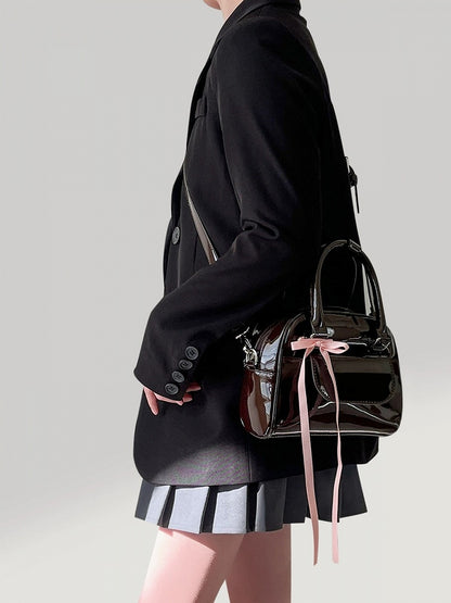 Ribbon Backpack With Kawaii Chocolate Bow 3-Way Glossy Brown