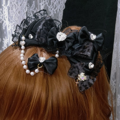 Heart Leopard Hairclips Color Options Pattern 5 Decorated Bead Rhinestone Chain Two