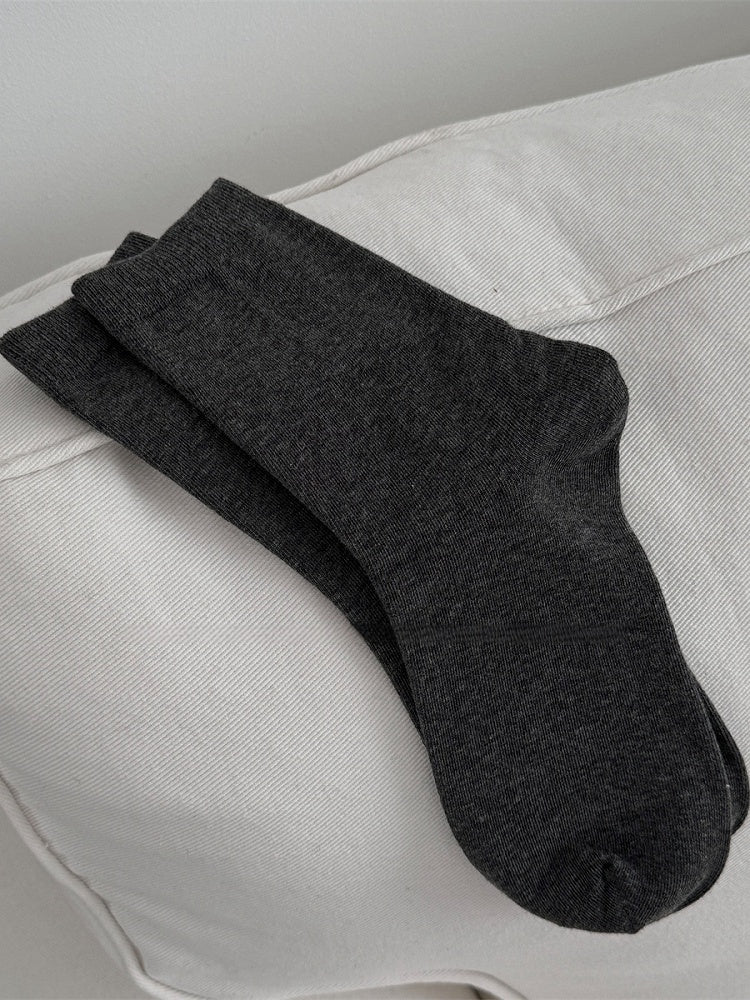White/Light Grey/Dark Grey/Dark Red/Black Cotton Calf Socks