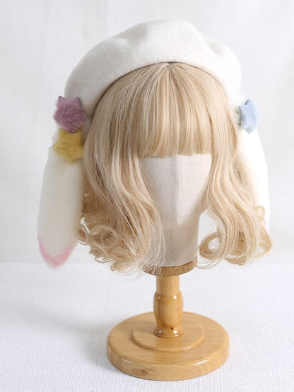 Ear Plush Bunny Star Lolita Decorations With Beret Cute
