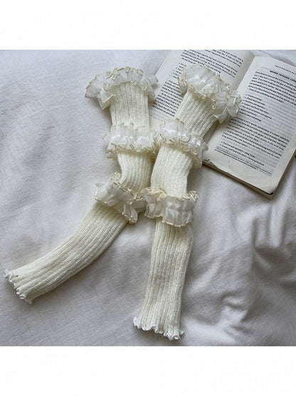 5 with Trim Colors Leg Style Kawaii Knit Warmers Lace