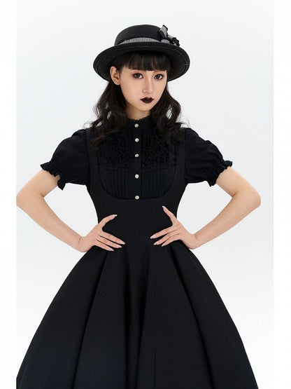 Black Waist Cinched Bust Lolita JSK Dress Under Elegant