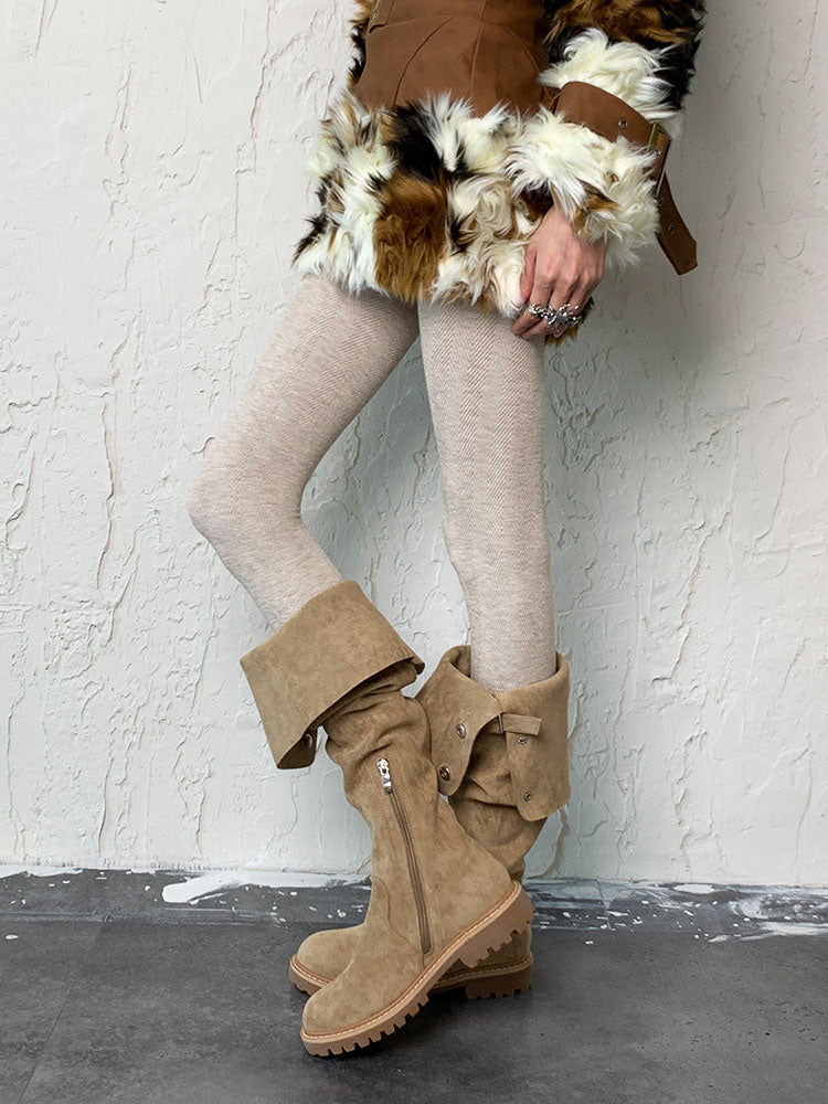 Y2K Beige Winter Tights