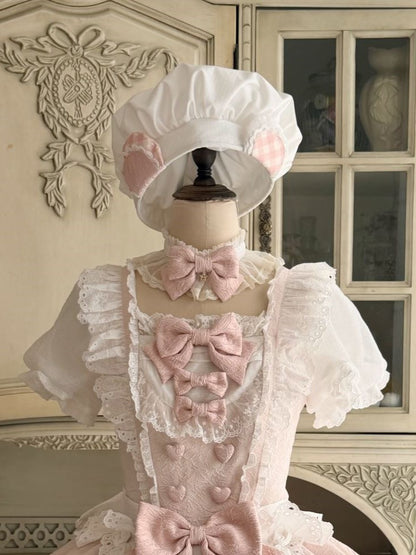 White Lolita Chef Hat with Bear Ear Design - Asleep Townlet