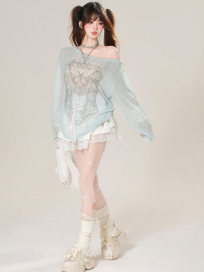 レーススカートトリム ホワイト グラマラス ティアード