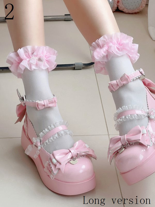 Spitze mit Sockenbündchen Optionen Perlen Kalb 9 Schwarz/Weiß gerüscht