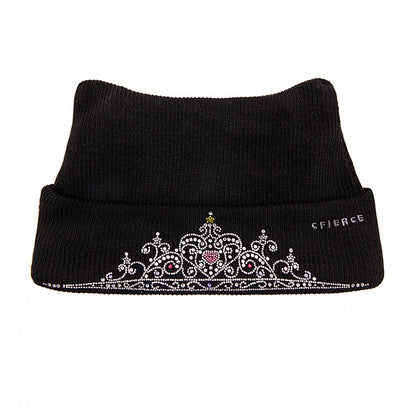 Y2K Knitted Beanie Crown Rhinestone Black
