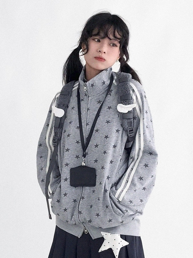 Grey - Jacket Print Star Y2K