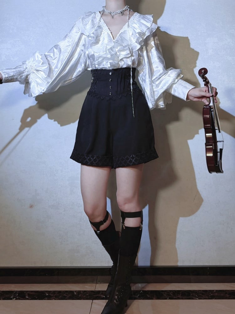 Lolita Boned Waist Corset Shorts Black Ouji High Belt Prince