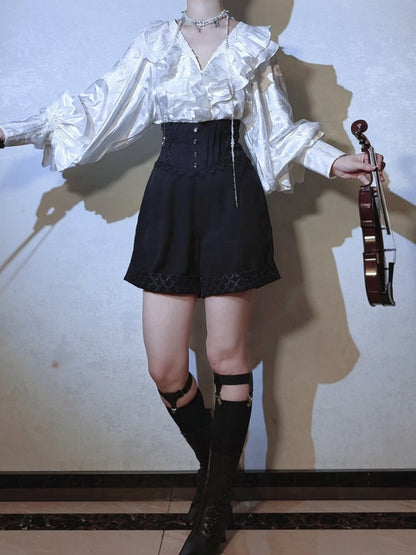 Lolita Boned Waist Corset Shorts Black Ouji High Belt Prince