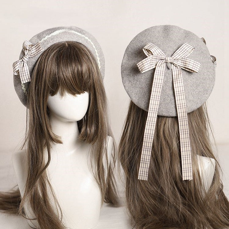 – Schleife mit kariertem Barett 10 Akzente Verzierte Optionen Farbe