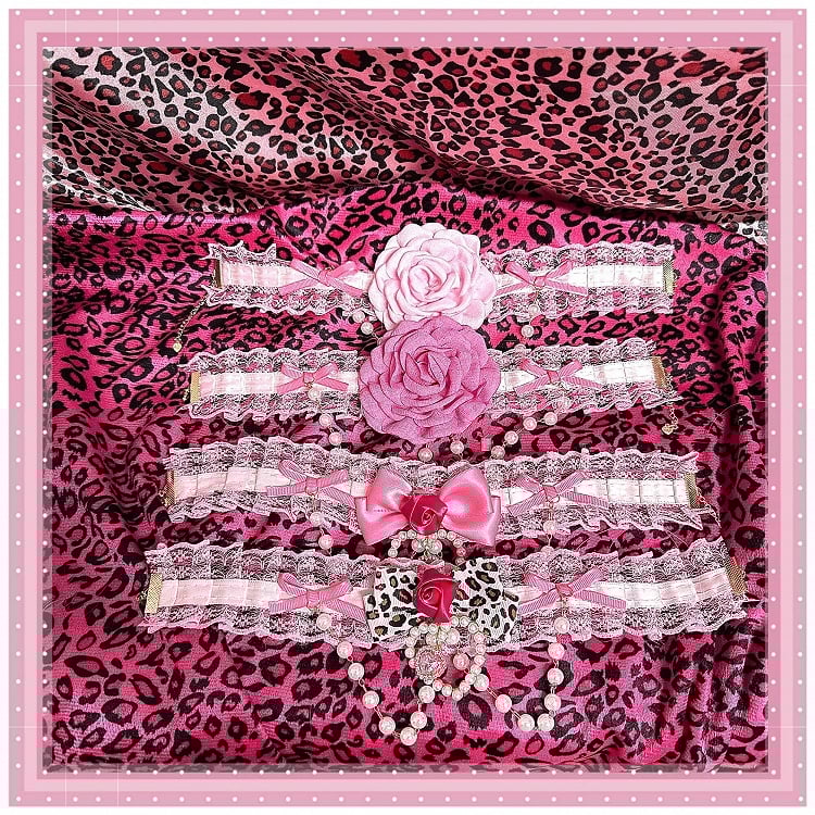 Gyaru Hime Chain |4 Rose Pink with Options Choker Beaded Showa Y2K