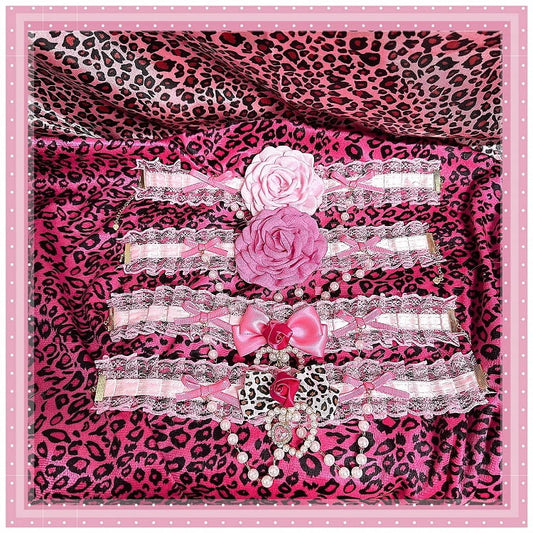 Gyaru Hime Chain |4 Rose Pink with Options Choker Beaded Showa Y2K