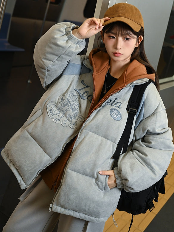 Zootopia Judy and Nick Applique Grey Puffer Jacket