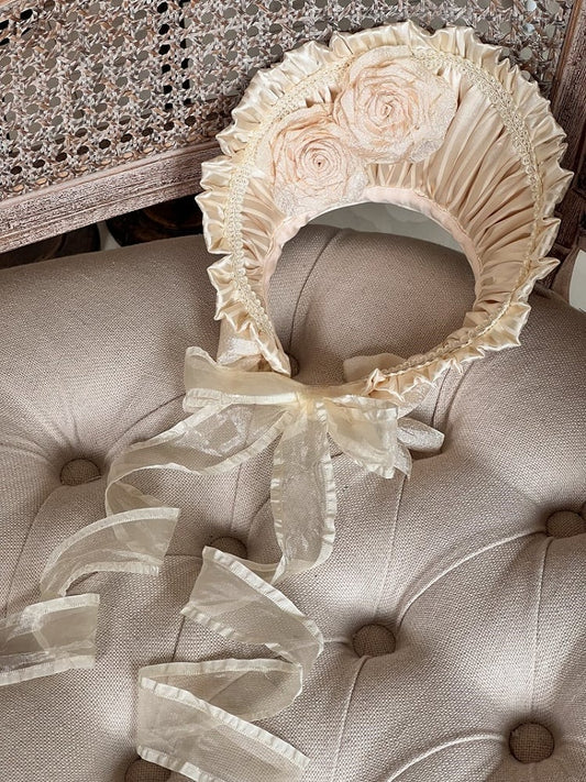 Lolita Detachable with Apricot/Black/White/Red Ruffled Bonnet