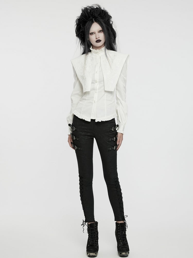 Retro Wide Goth Shirt Shoulder White