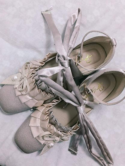 Mid-heel Silver Edging Mary Lolita Frill Classic Janes - Multi-Layer