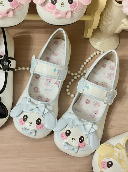 Charming in Lolita Sweet Sky Velcro Closure Blue Low-heel Bows Janes Mary Floral