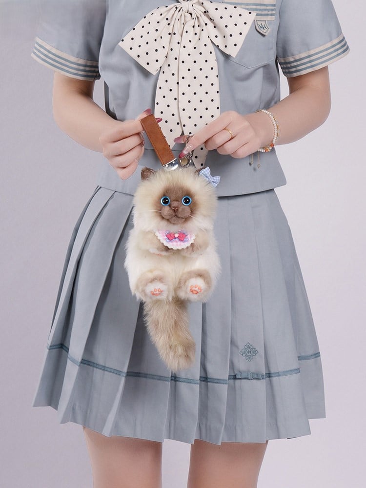6 Cat Options Cute Plush Realistic Keychain