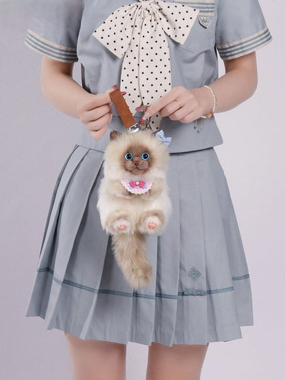 6 Cat Options Cute Plush Realistic Keychain