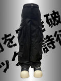 Applikation Schwarz Punk Weites Bein Cargo Kreuz Verziert Rock Taschen Hose Brief Und