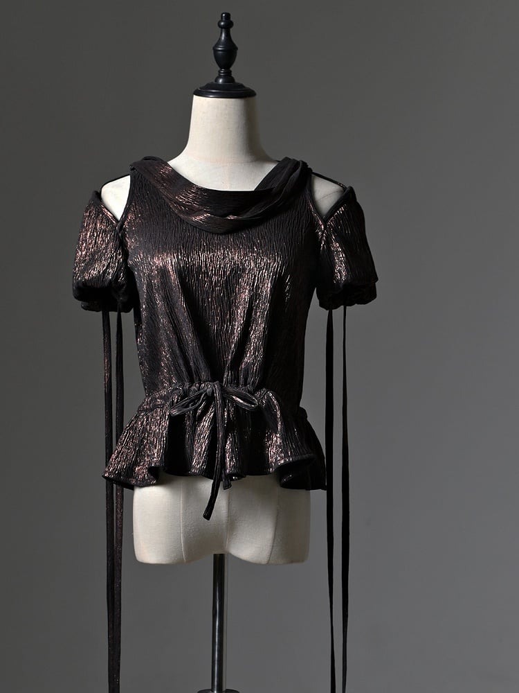 Waist Hood Shoulders with Cutout Drawstring Detachable Top