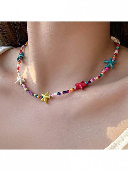 Y2K Colorful Beaded Starfish Necklace - YSHXS