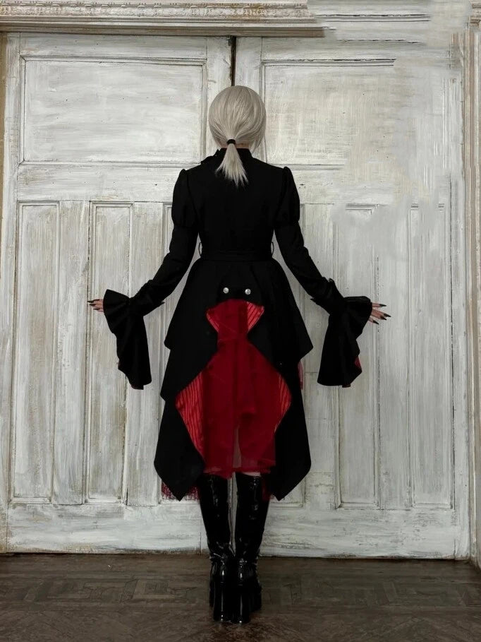 Black & Red Irregular Hem Layered Skirt - THE 400BLOWS