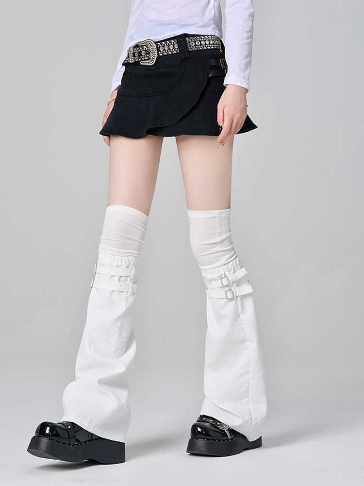 Overknee Leg Punk Warmers Black/White