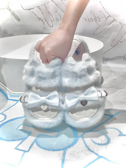 Pantoufles Cat Light Jirai Design : avec broderie bleue en peluche Kei