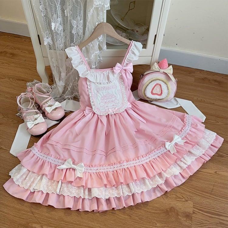 und Teddykleid Lolita Sweet Bodice Stickerei Pink Cake