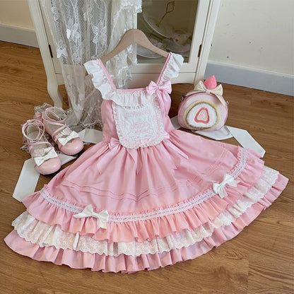 und Teddykleid Lolita Sweet Bodice Stickerei Pink Cake