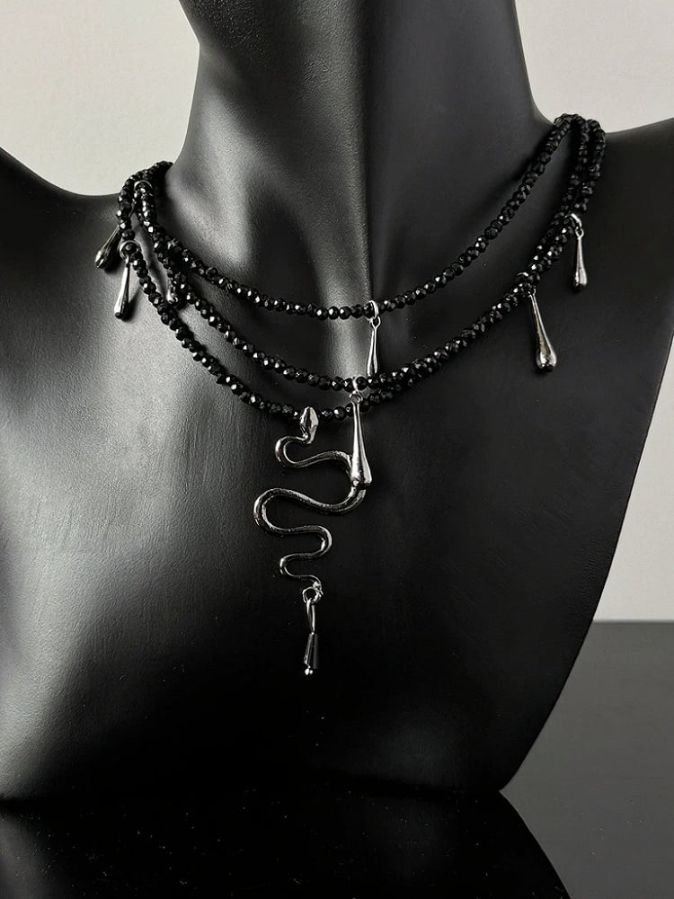 Snake Pendant Layered Beaded Necklace - YSHXS