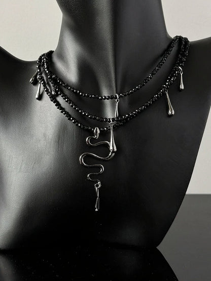 Snake Pendant Layered Beaded Necklace - YSHXS