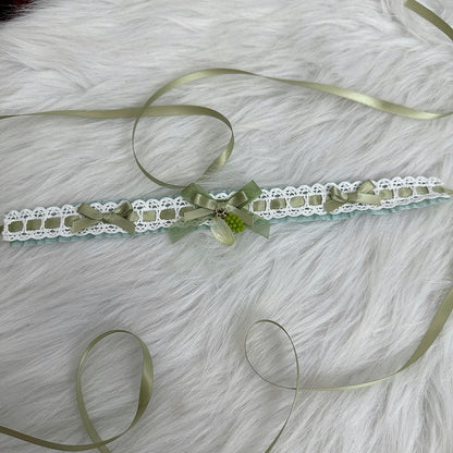 Bow Ribbon Lace Green Lolita Sweet Choker