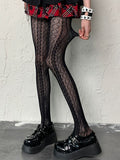Hollow-out Design Black Punk Tights Y2K