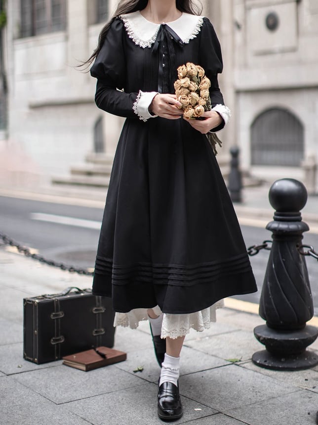 Elegantes Kleid Juliette Schwarze Ärmel