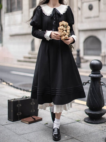 Elegantes Kleid Juliette Schwarze Ärmel