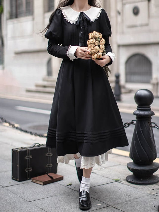 Elegantes Kleid Juliette Schwarze Ärmel