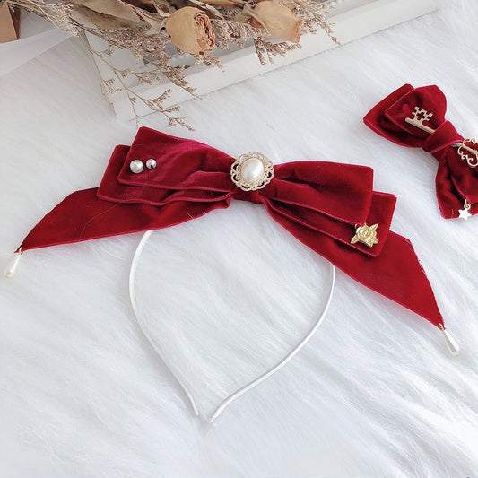 Red KC Hood Riding Little Beaded Decorated Vibes Bowknot