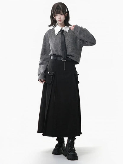 with Accents Sweatshirt Zip Gray V-Neckline Dual