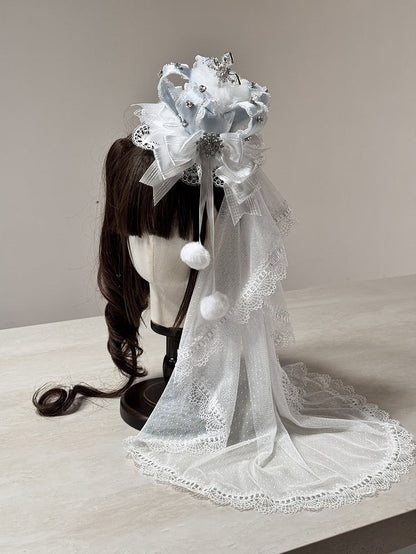 6 with (Pom-Pom Head Mini Veil Color Hat Options Accents) Lace Lolita