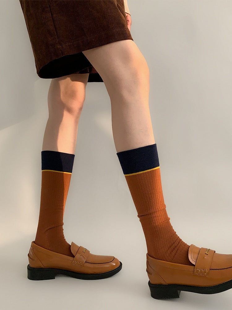 Contrast-Top (Multi-Color Options) Socks Ribbed Calf