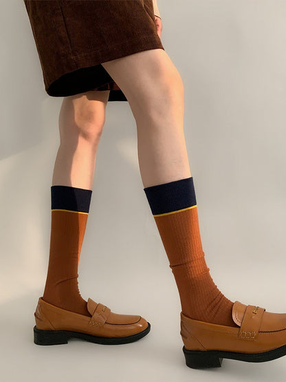 Contrast-Top (Multi-Color Options) Socks Ribbed Calf