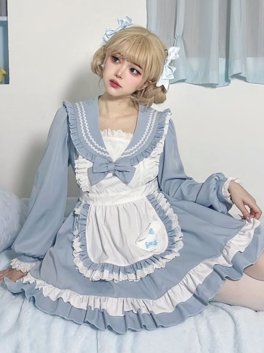 スイートセーラースタイルのカレッジロリータメイドドレス