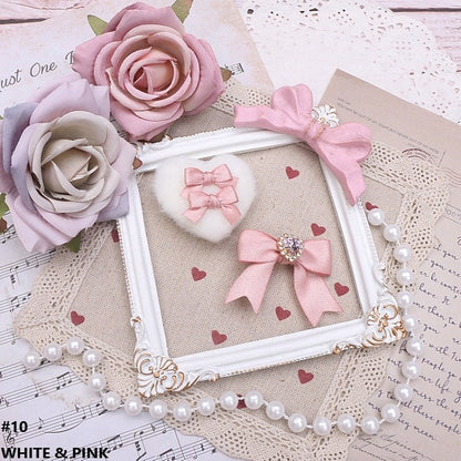 Jirai Plush Heart 10 Options Kei Color Bowknot Hairclips