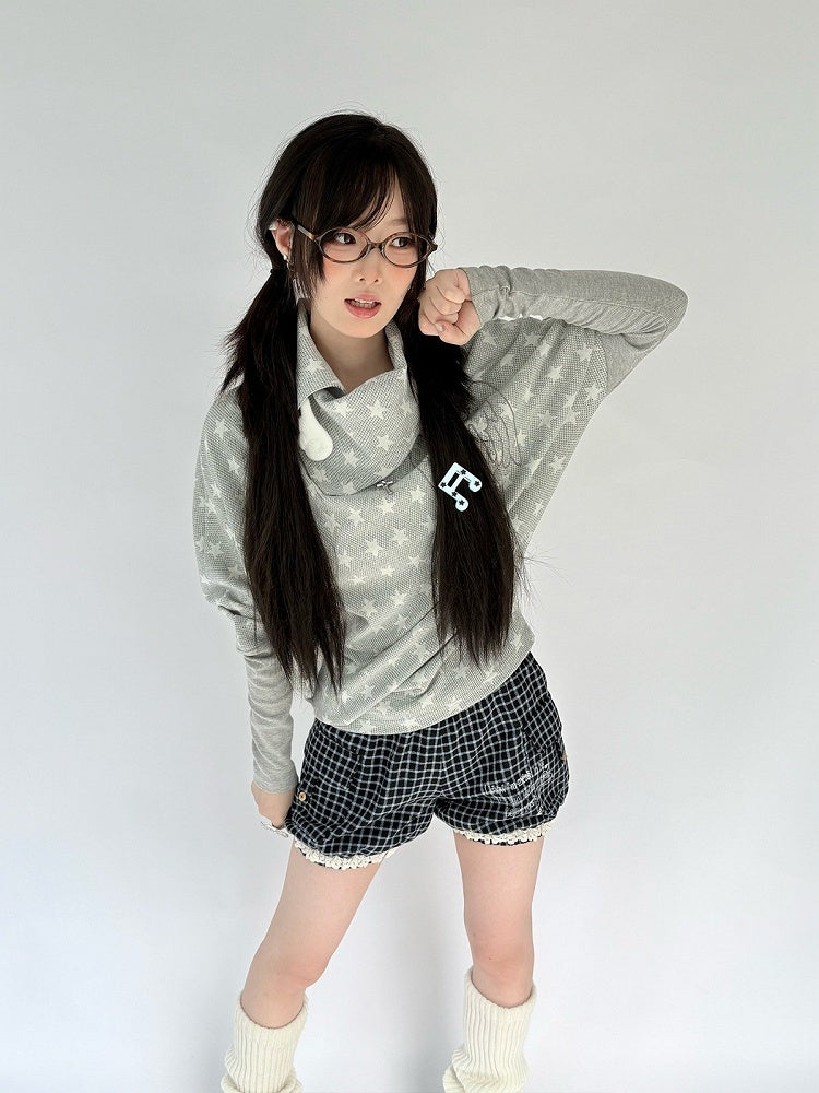 and Wings Pattern Top Sleeve with Angel Gray Star Long