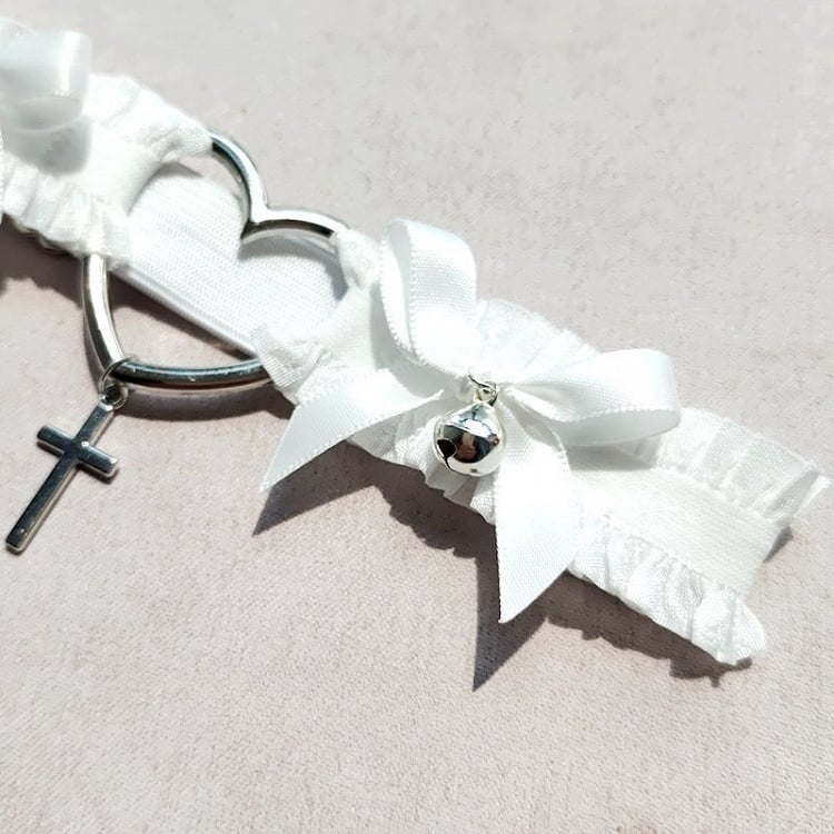 Kreuz Schwarz/Weiß Strumpfband Bowknot Punk Charm Details